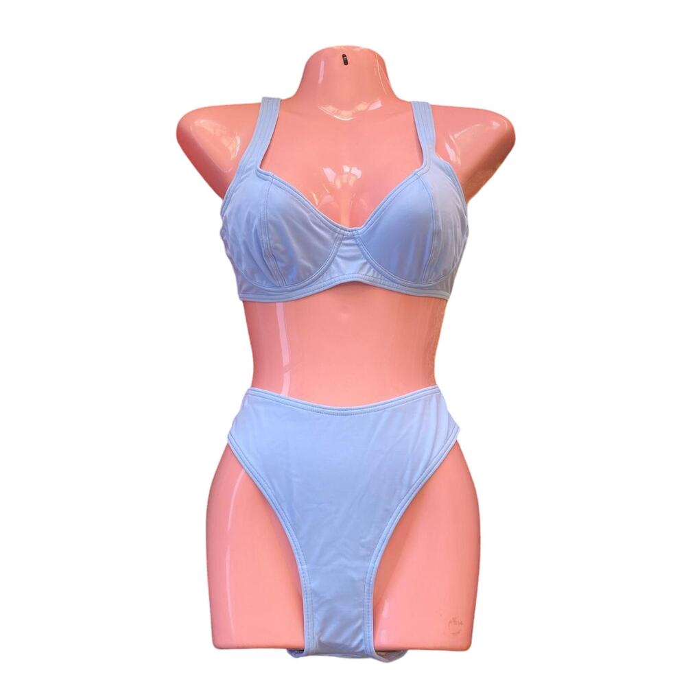 Vintage 1990s deadstock baby blue bustier bikini